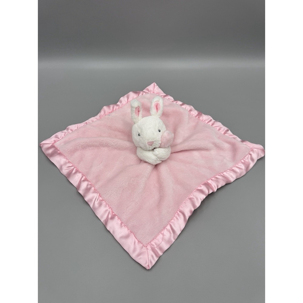 Carters Pink Bunny Rabbit Lovey Baby Security Blanket Satin Trim Back Plush